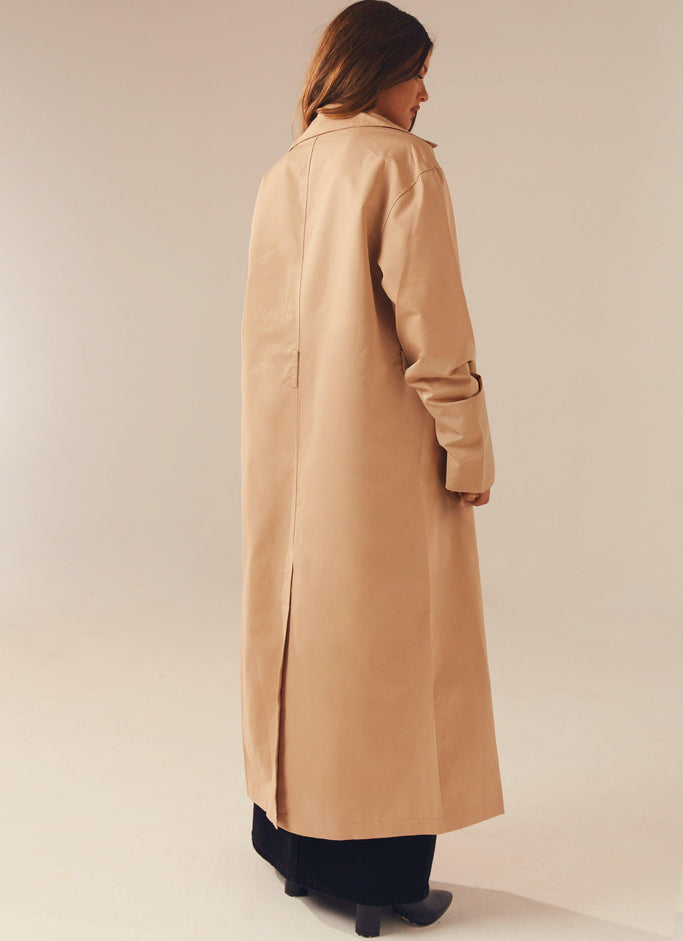 Hide and Chic Longline Trench Coat - Tan