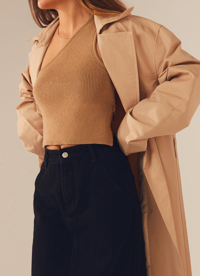 Hide and Chic Longline Trench Coat - Tan