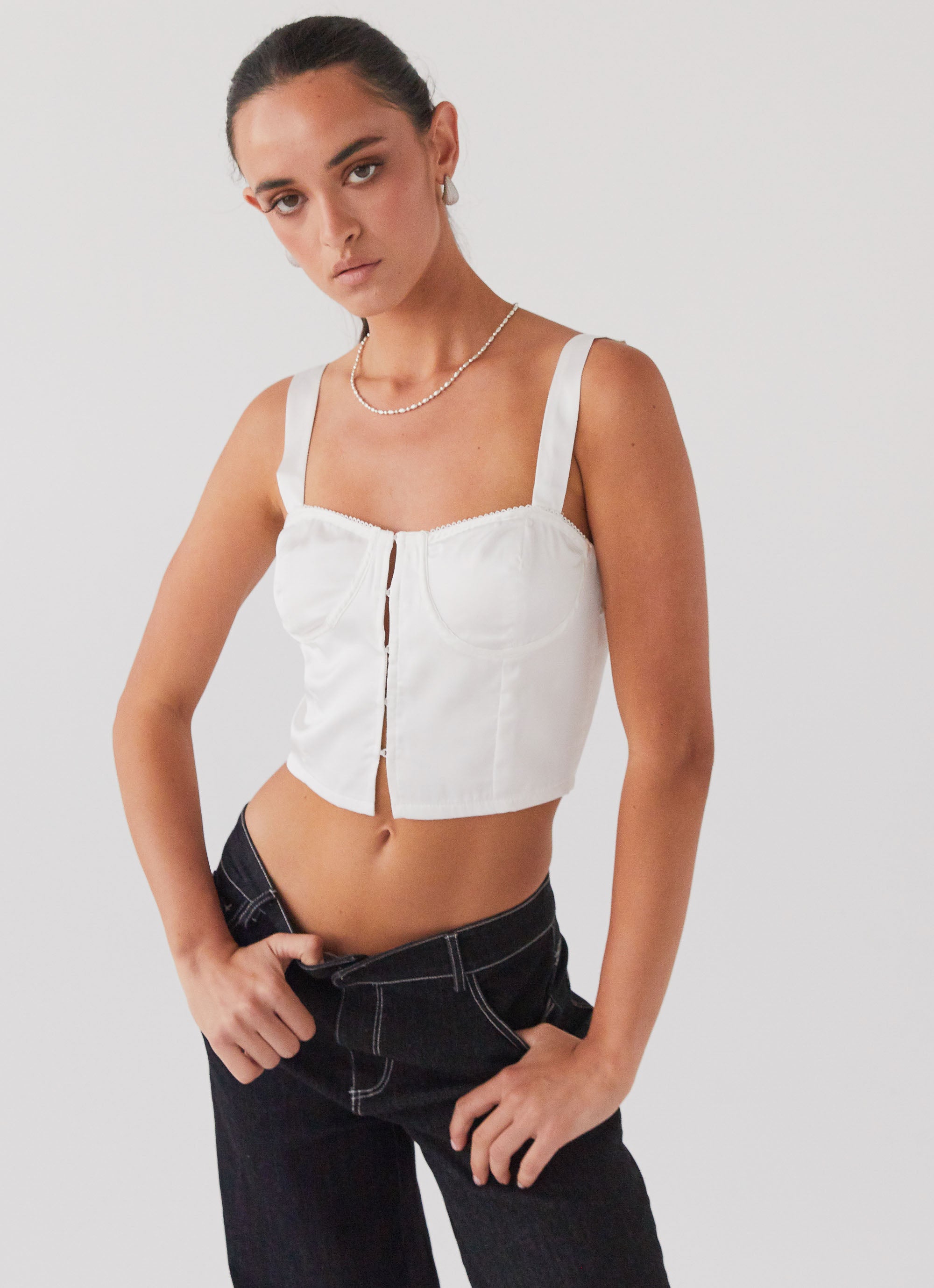 Give Me Love Bustier Top - Pure White – Peppermayo