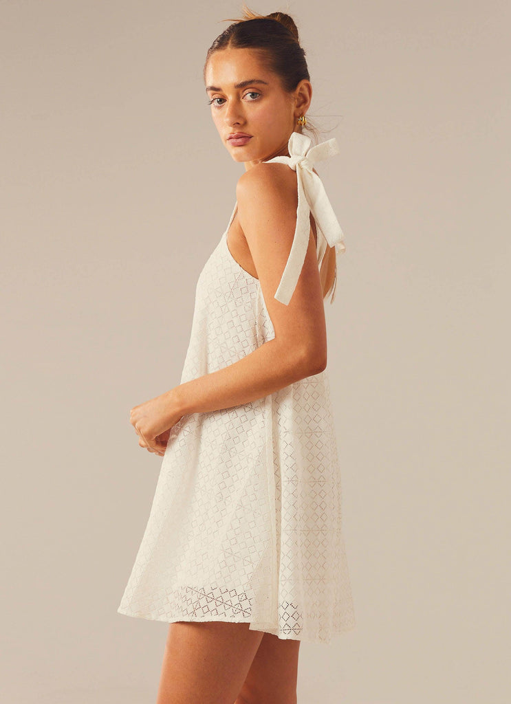 Summers Day Mini Dress - Pure White - Peppermayo