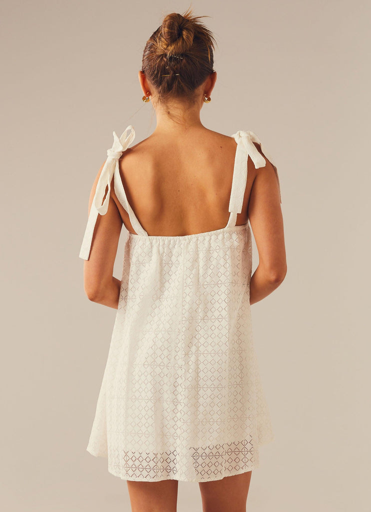 Summers Day Mini Dress - Pure White - Peppermayo