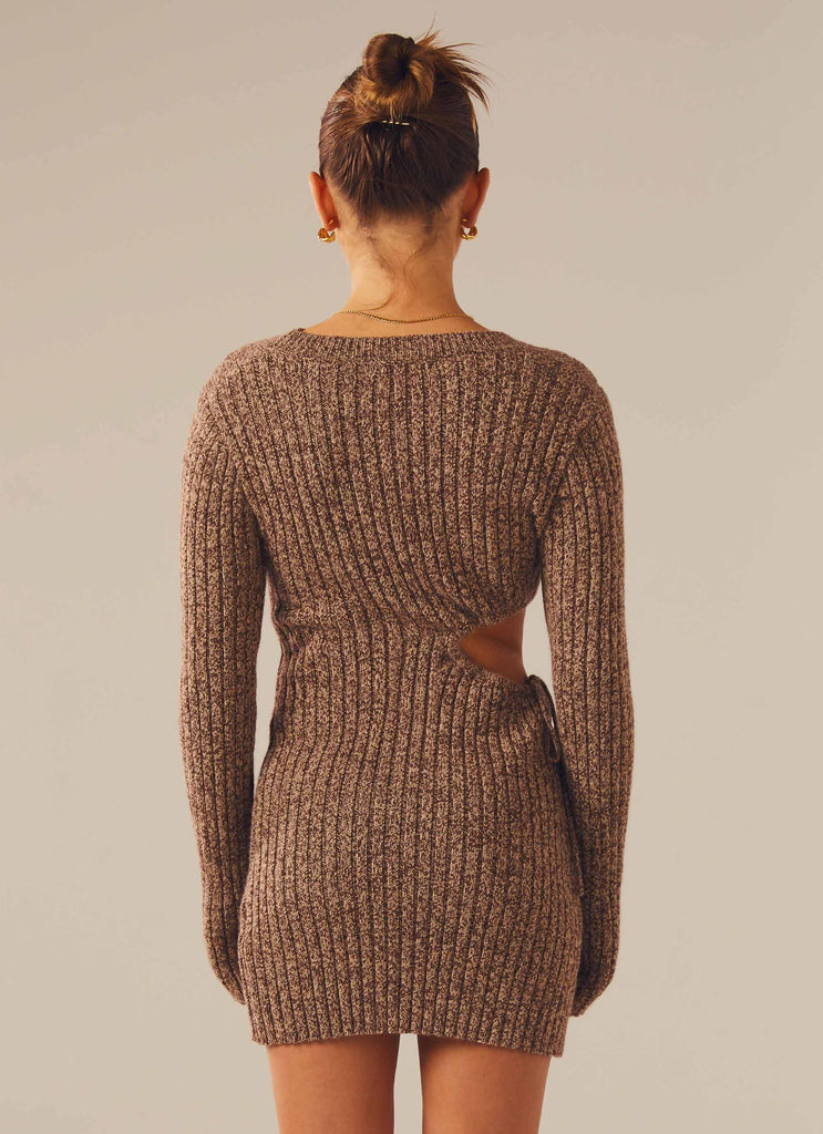 Finesse Knit Mini Dress - Cinnamon - Peppermayo