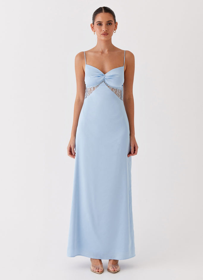 Dream Sight Lace Satin Maxi Dress - Ice Blue