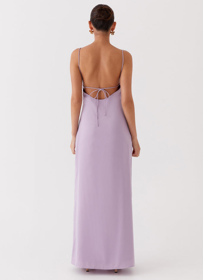 Dream Sight Lace Satin Maxi Dress - Lilac