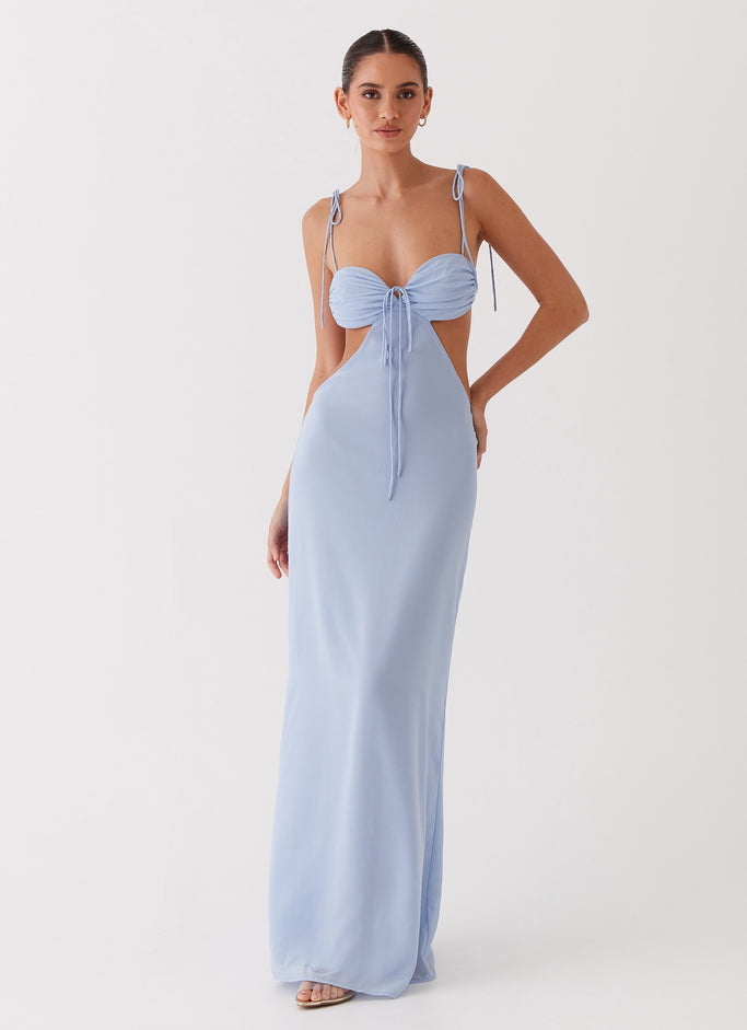 Tyra Ruched Maxi Dress - Blue