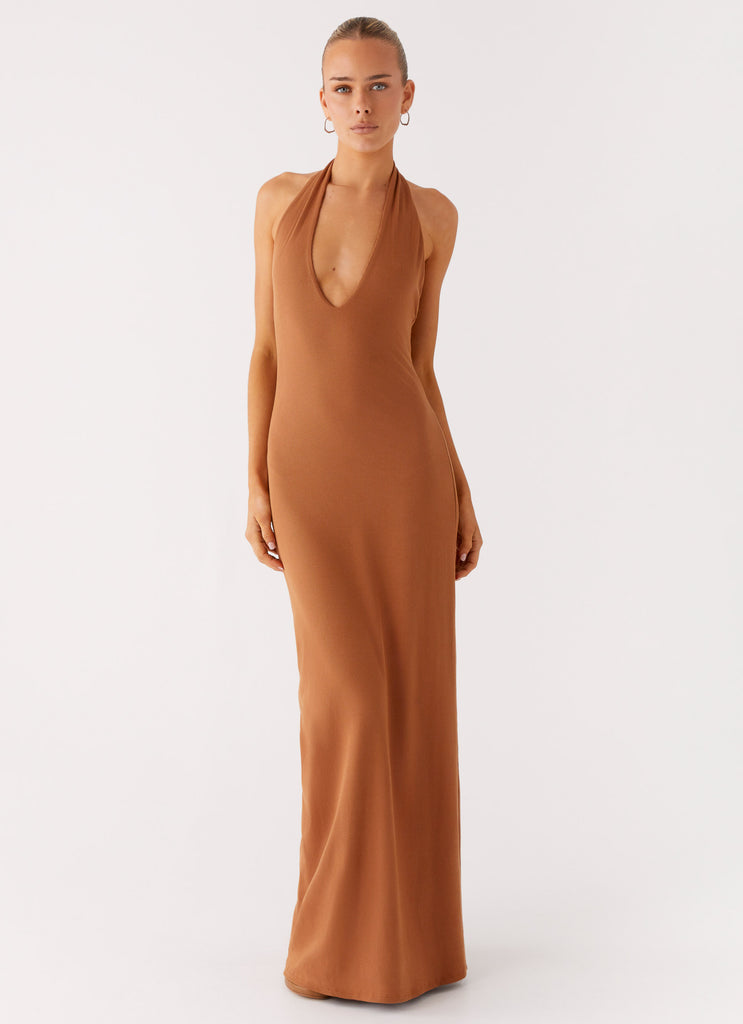 tan maxi dresses Jluxlabel Women's High Line Collar Maxi Dress