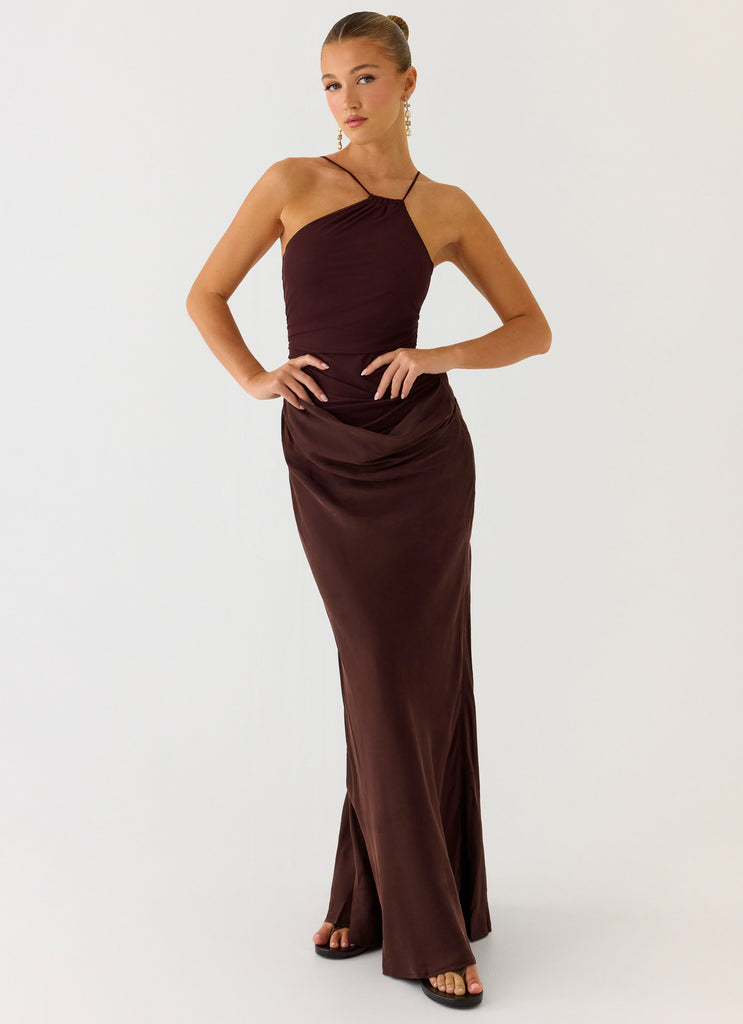 Pristin Cupro Maxi Dress - Cool Chocolate