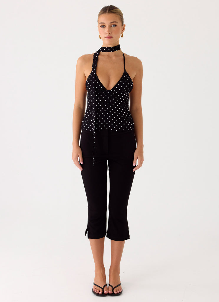 Quiero Backless Top - Black Polkadot