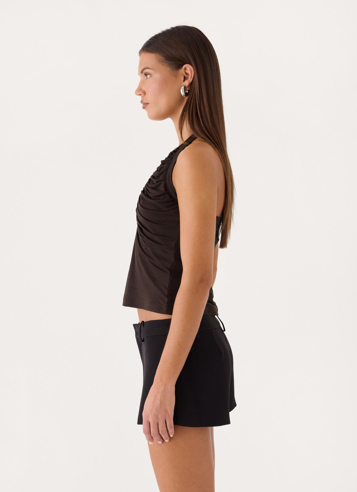 Raffita Ruched Halter Top - Chocolate
