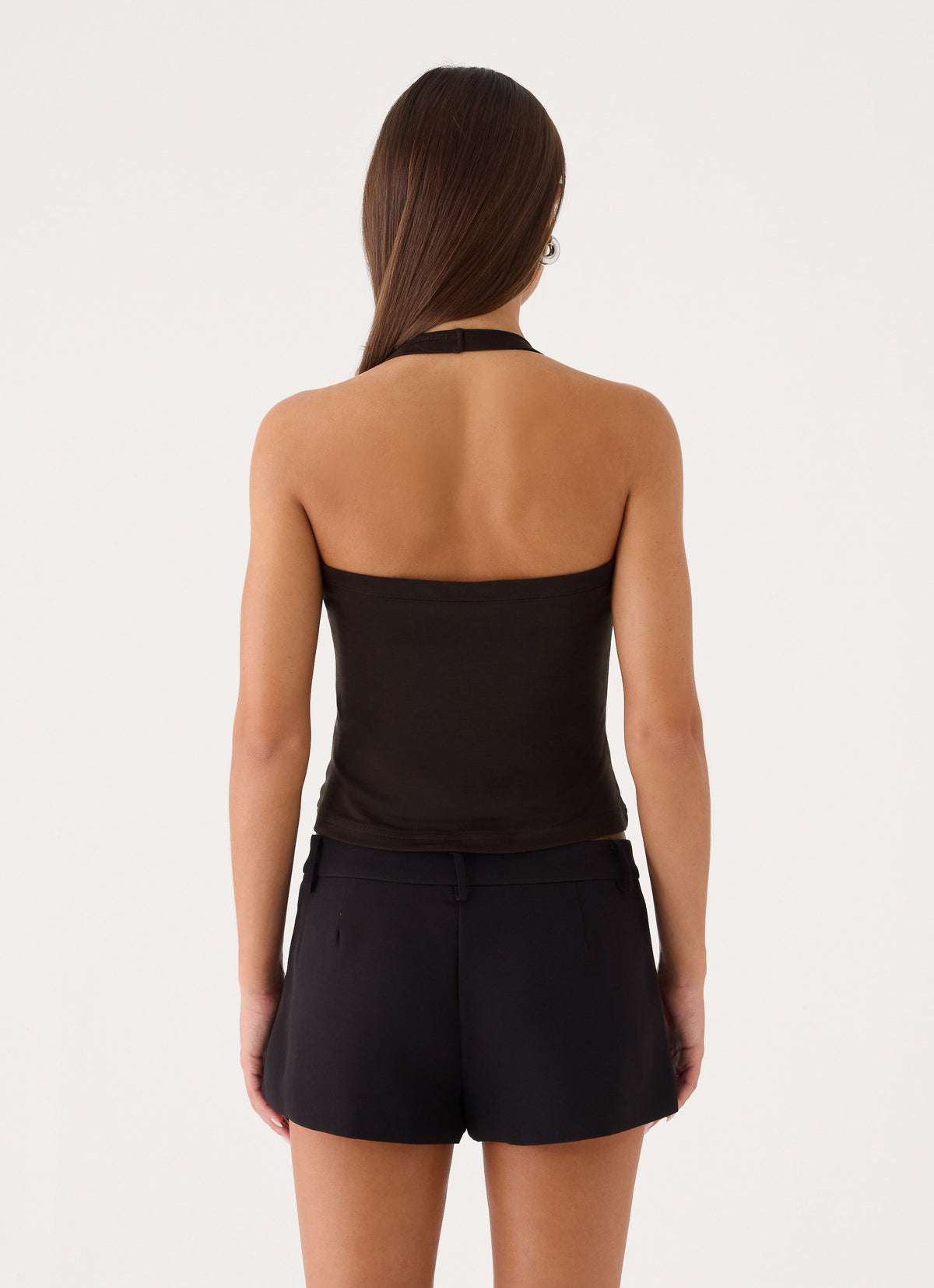 Raffita Ruched Halter Top - Chocolate