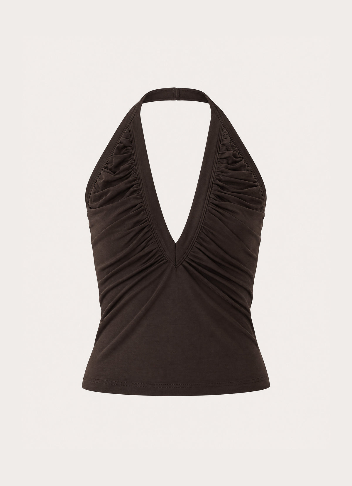 Raffita Ruched Halter Top - Chocolate
