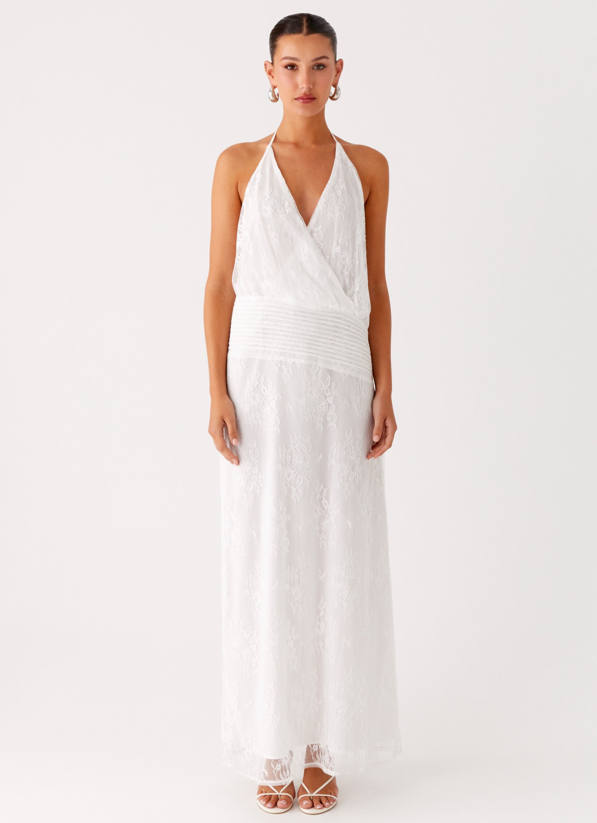reinhart floral asymmetrical mesh dress white Selfie Leslie - $62 (22% Off Retail) New With Tags 50% Polyester Reinhart Halter Maxi Dress -