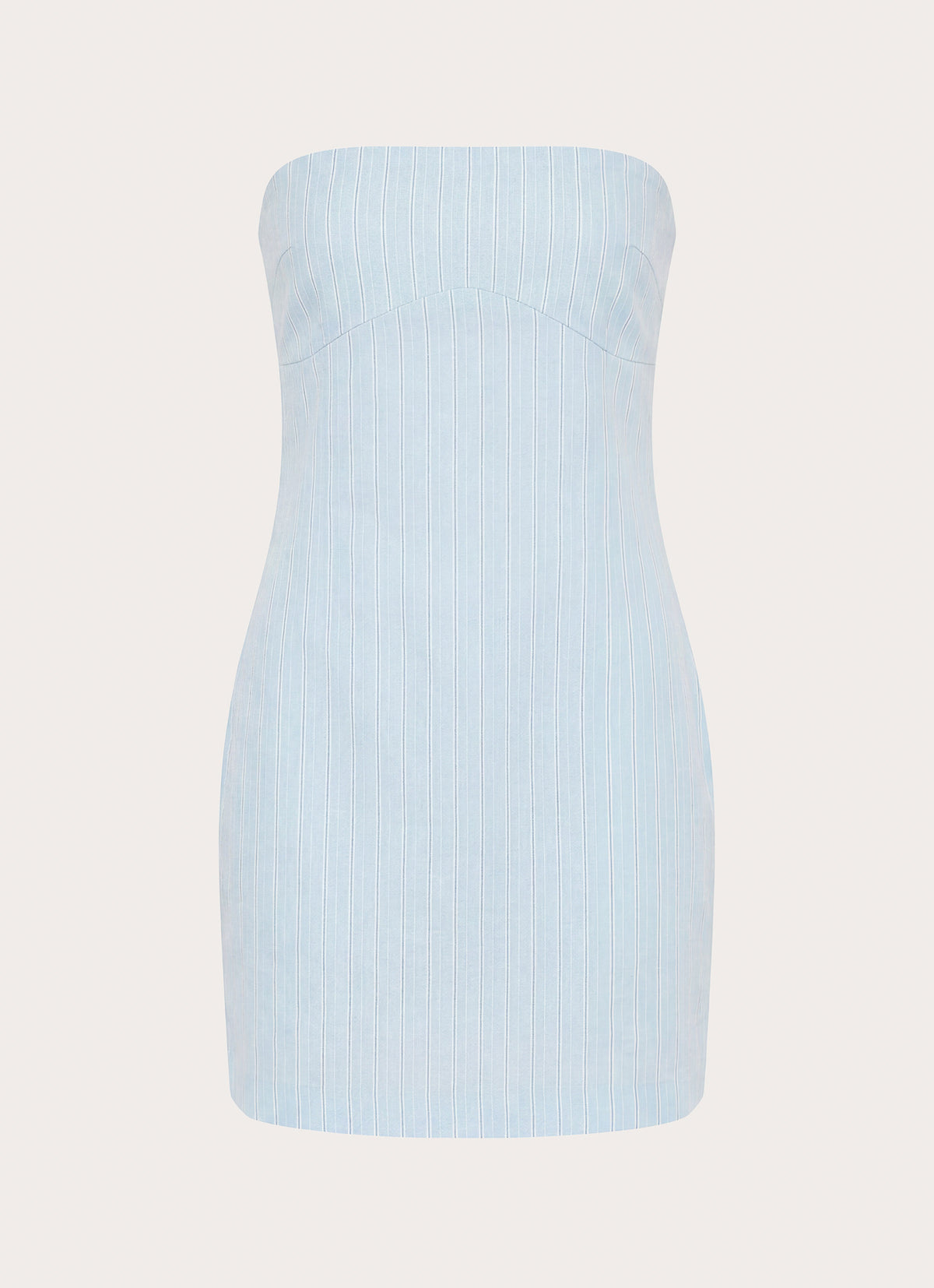 Reinna Cotton Strapless Mini Dress - Baby Blue Stripe