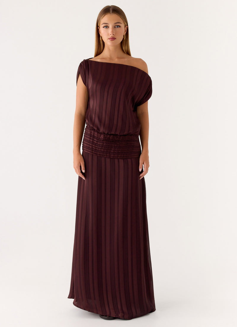 Rexi One Shoulder Maxi Dress - Aubergine Gleam