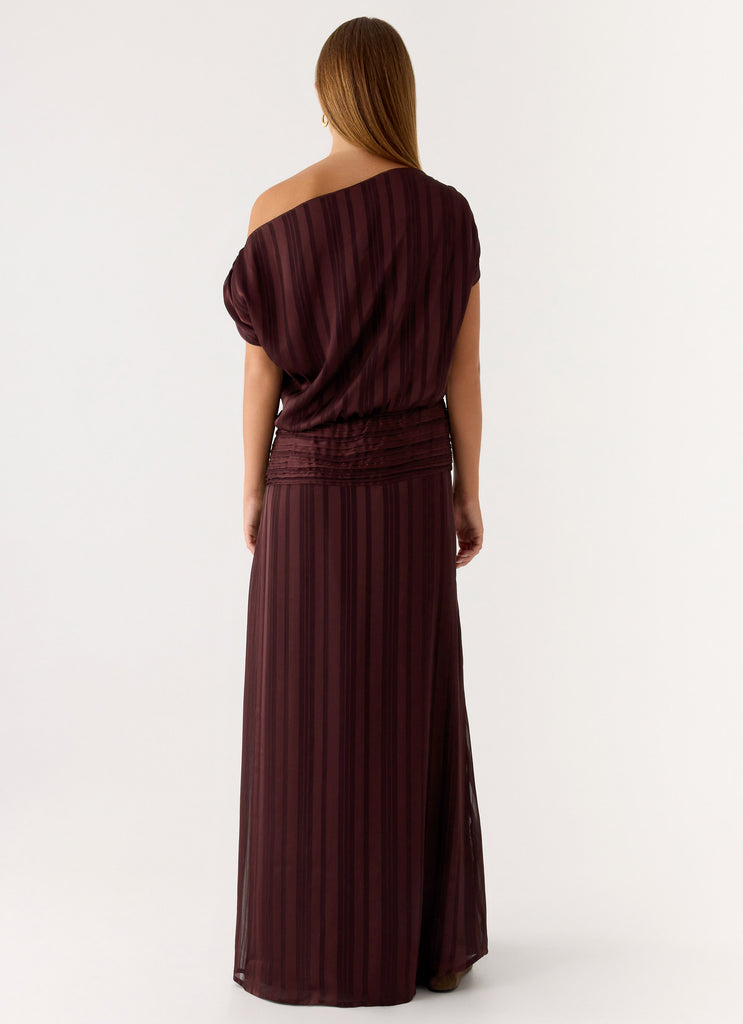 Rexi One Shoulder Maxi Dress - Aubergine Gleam