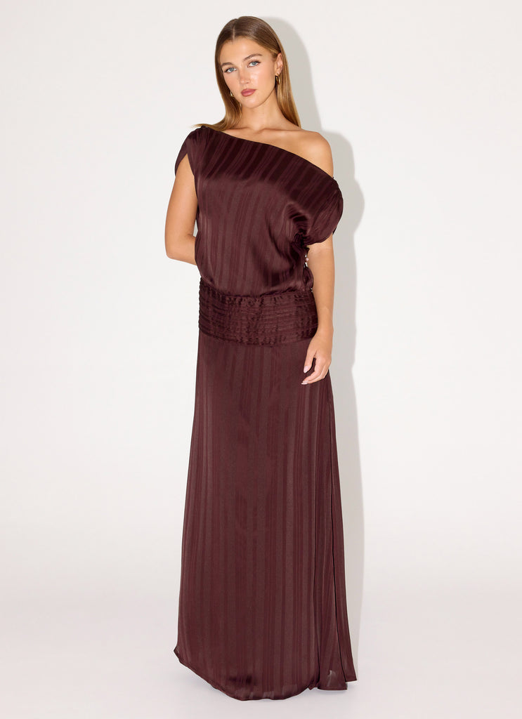 Rexi One Shoulder Maxi Dress - Aubergine Gleam