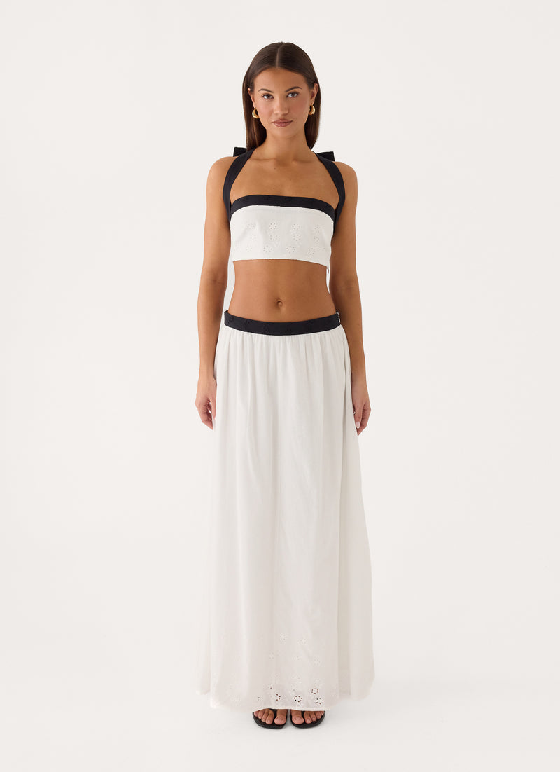 Ribbon Theory Halter Top - Ivory/Black
