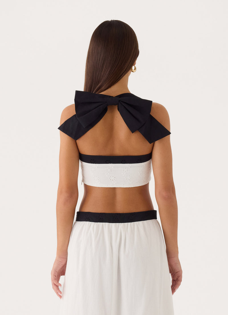 Ribbon Theory Halter Top - Ivory/Black