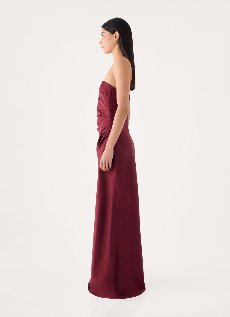 Rinari Strapless Maxi Dress - Maroon