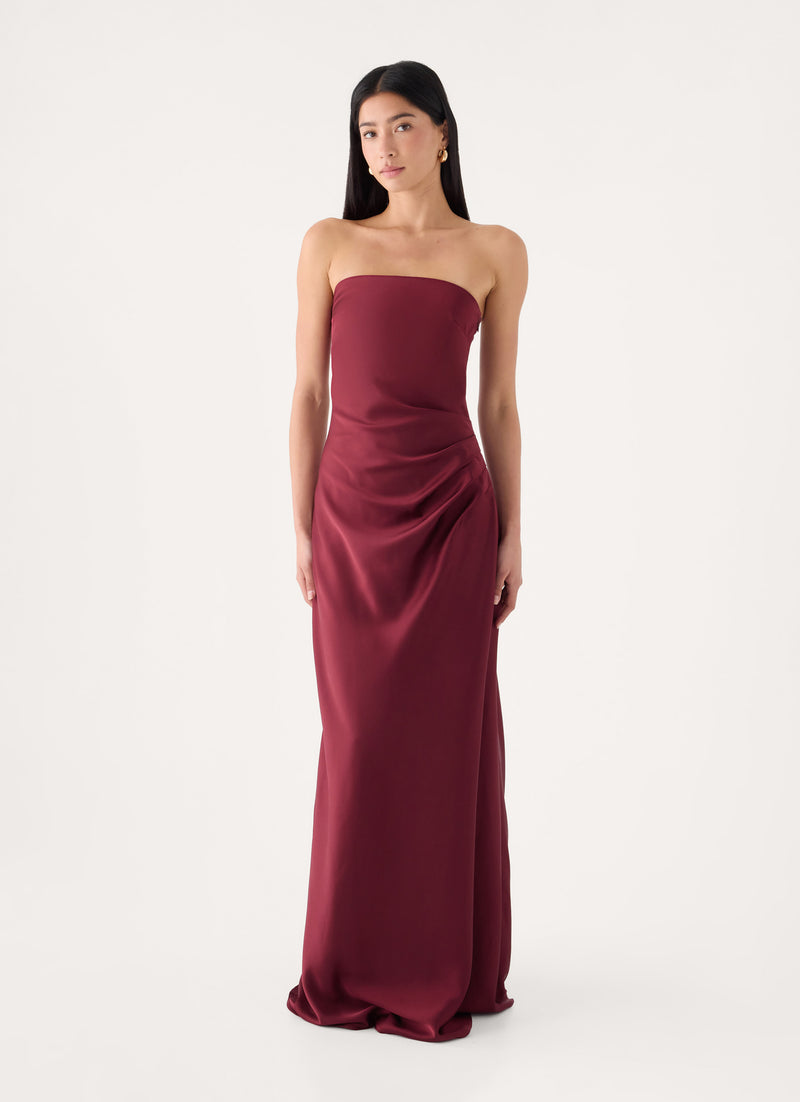 Rinari Strapless Maxi Dress - Maroon