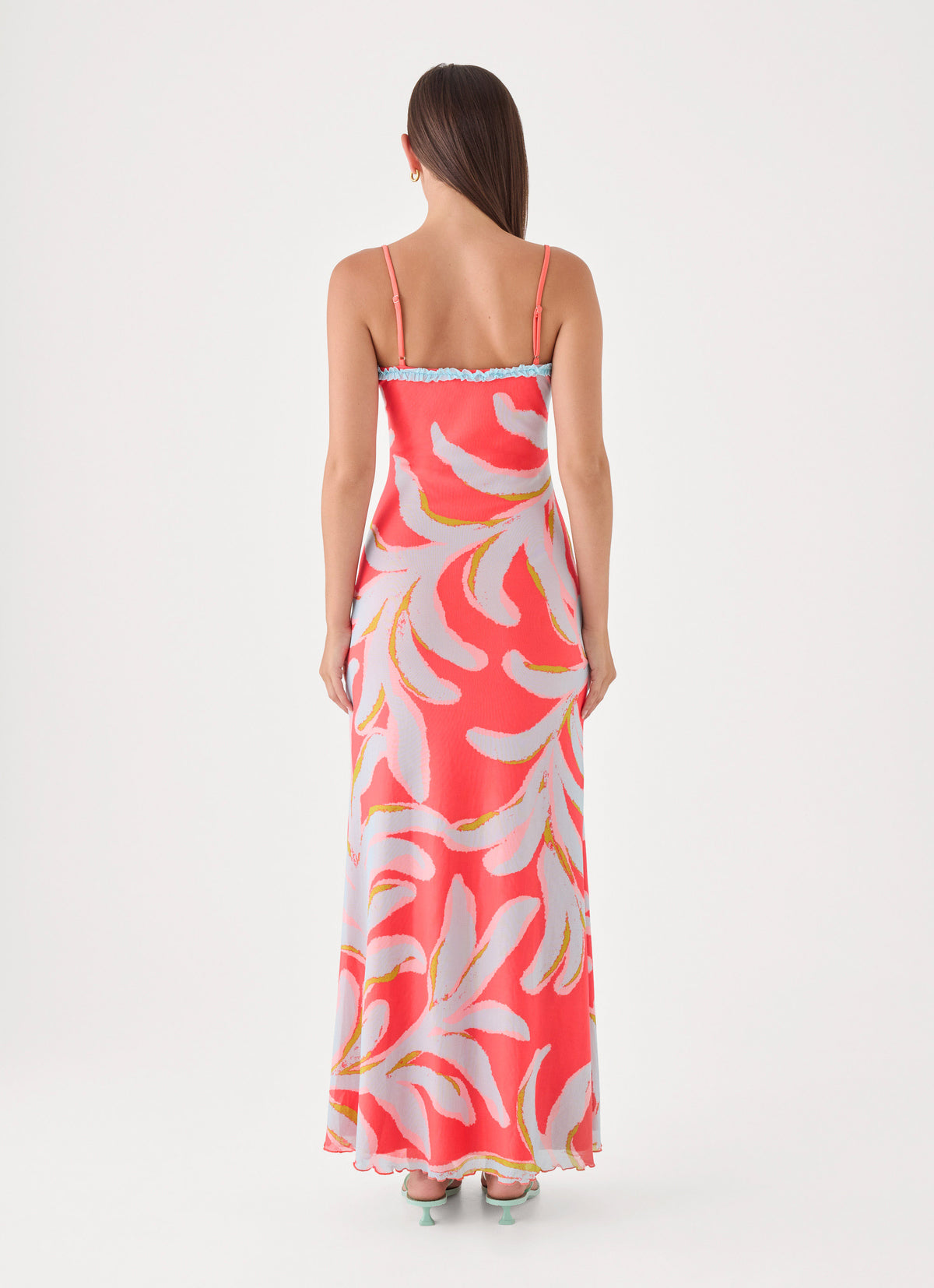 Riviera Muse Maxi Dress - Coral Palm Print