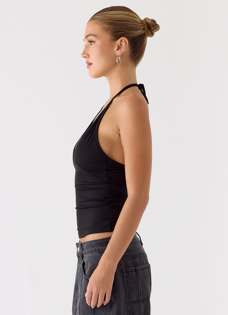 Roll Out Halter Top - Black