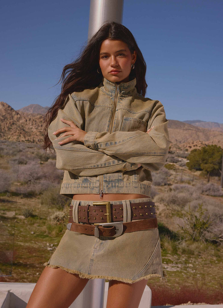 Brown Two Piece Skirt Sets