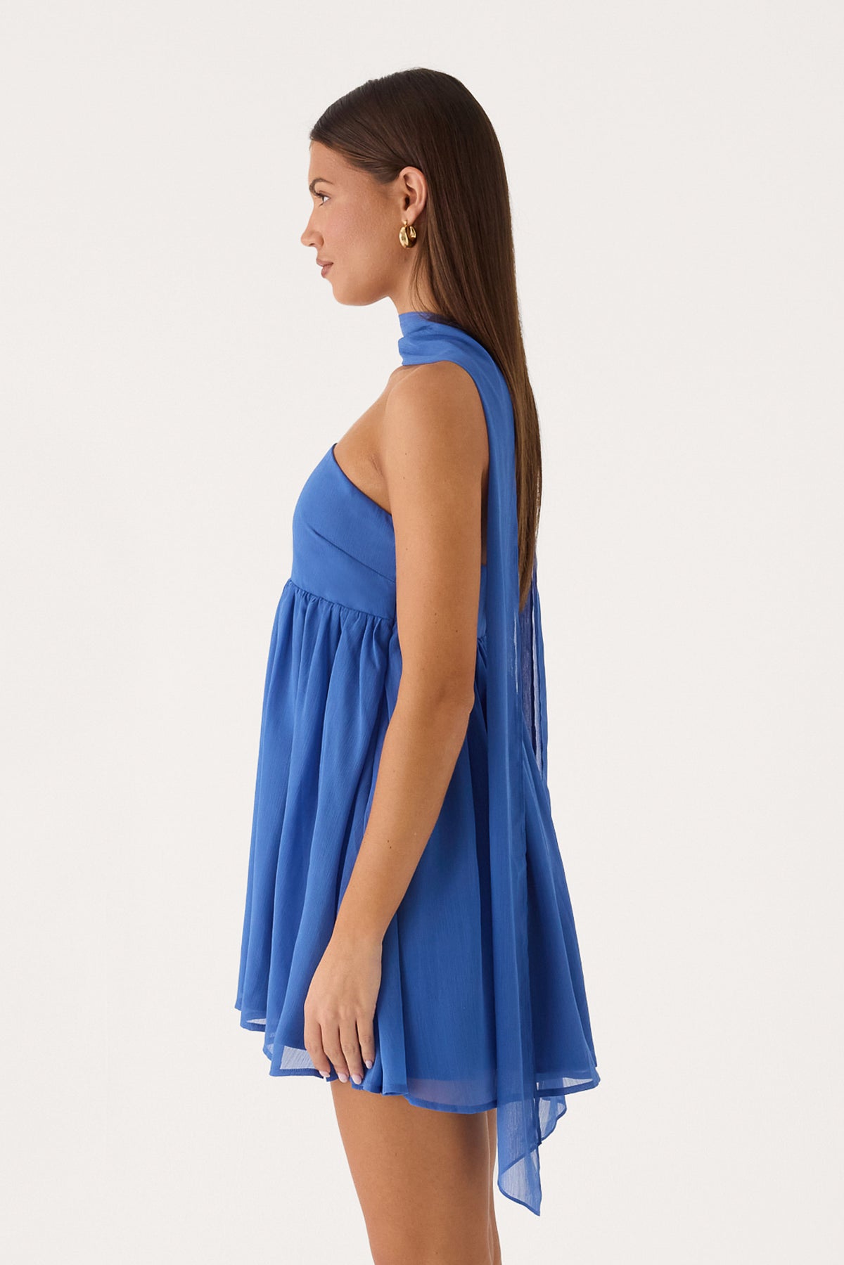 Romara Scarf Mini Dress - Cobalt Blue