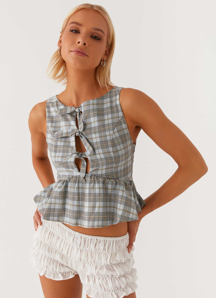 Romina Tie Top - Check