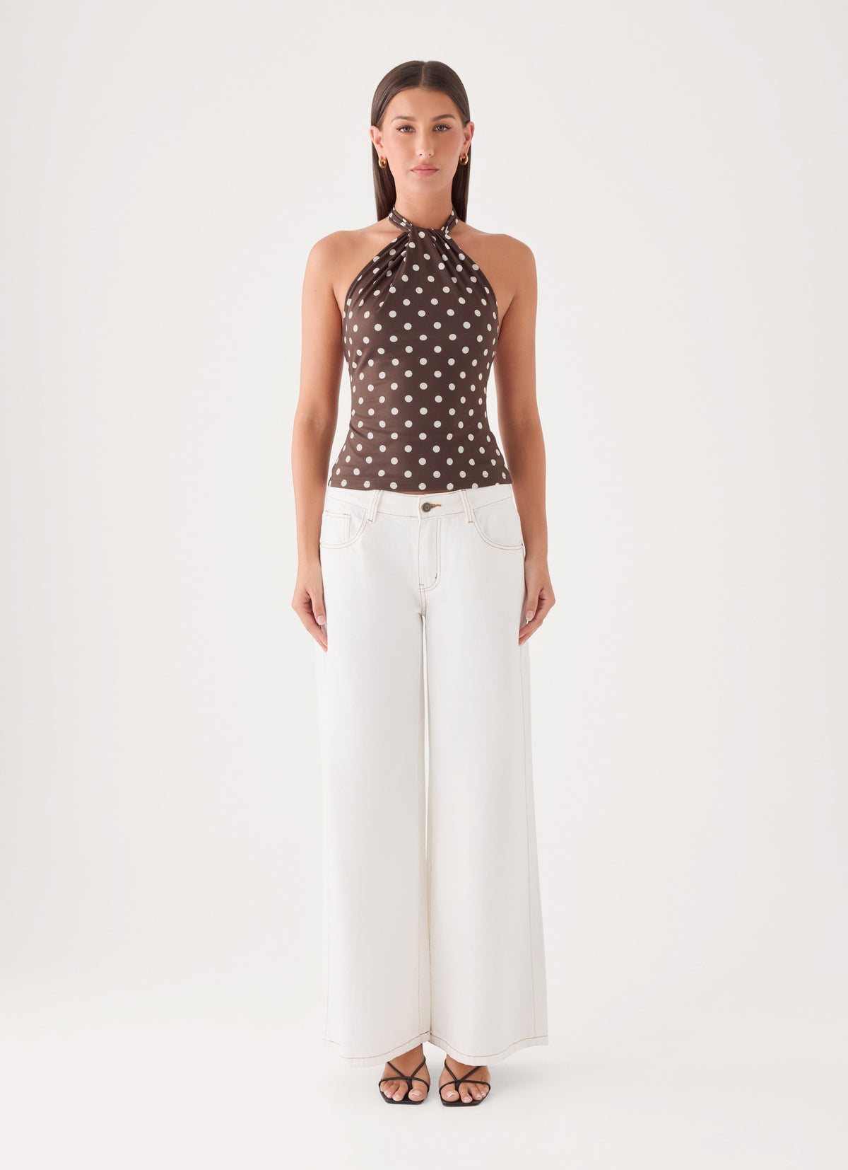 Rosanna Top - Brown Polka Dot