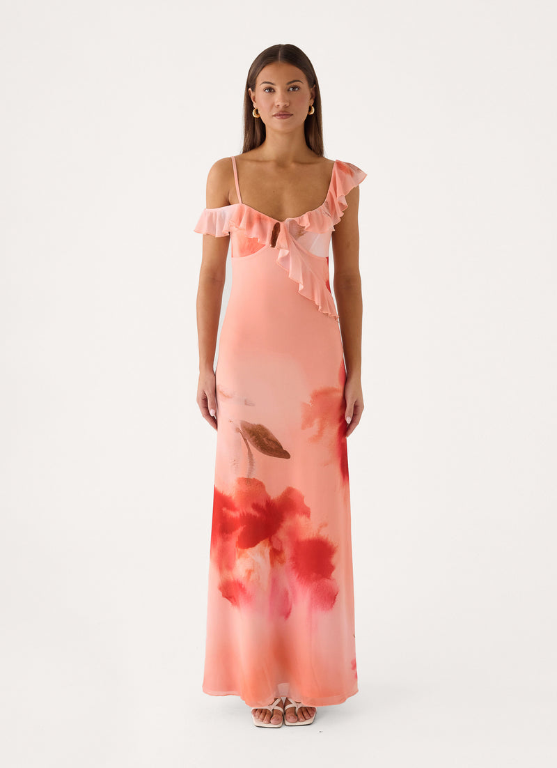 Rose Hour Maxi Dress - Peachy Floral Print