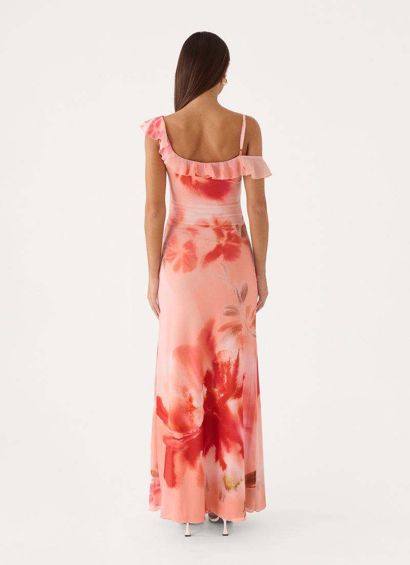 Rose Hour Maxi Dress - Peachy Floral Print