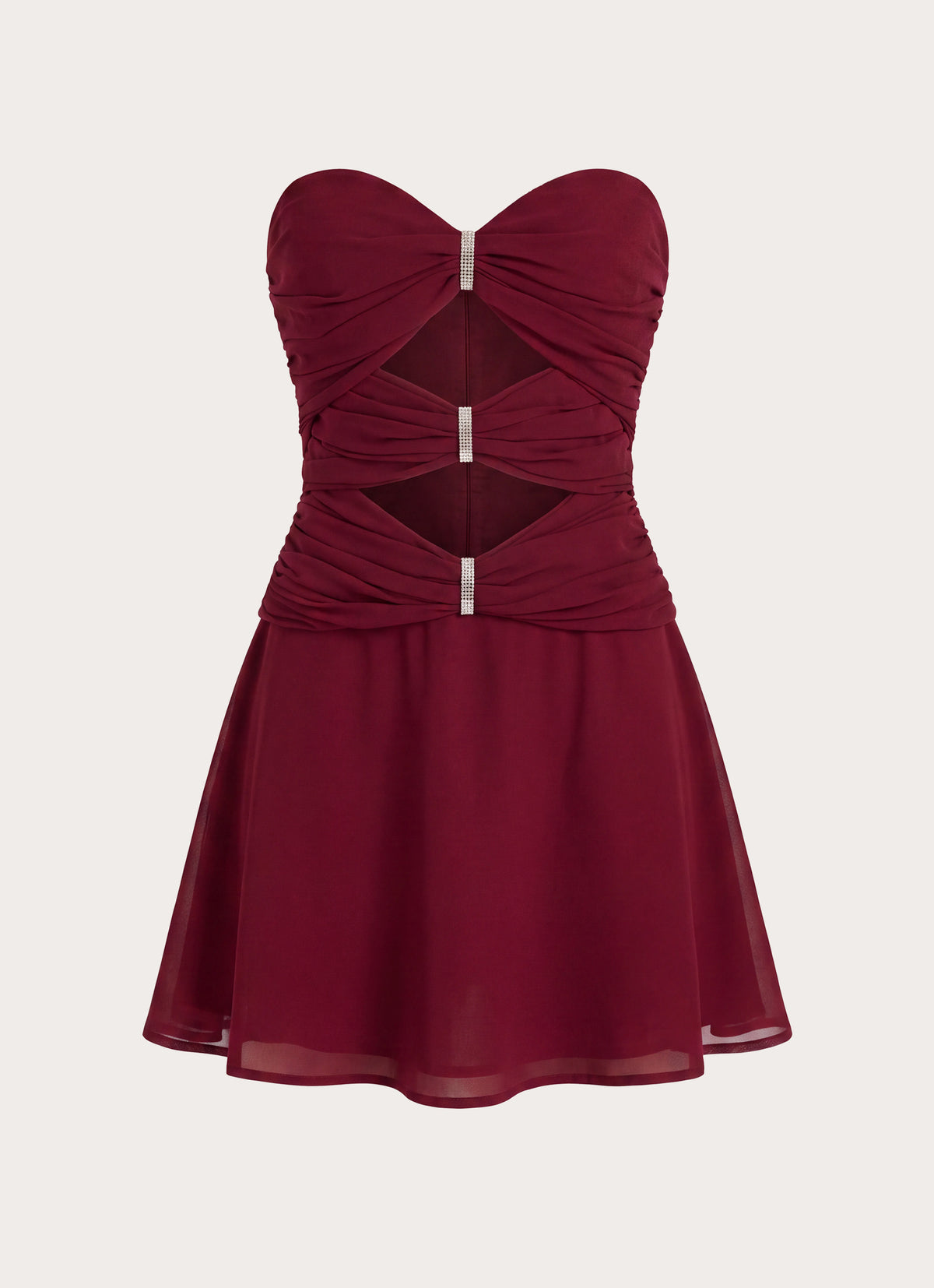 Rossie Strapless Mini Dress - Burgundy