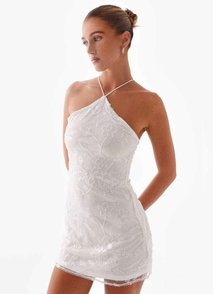 peppermayo white mini dress Rumi Beaded Mini Dress