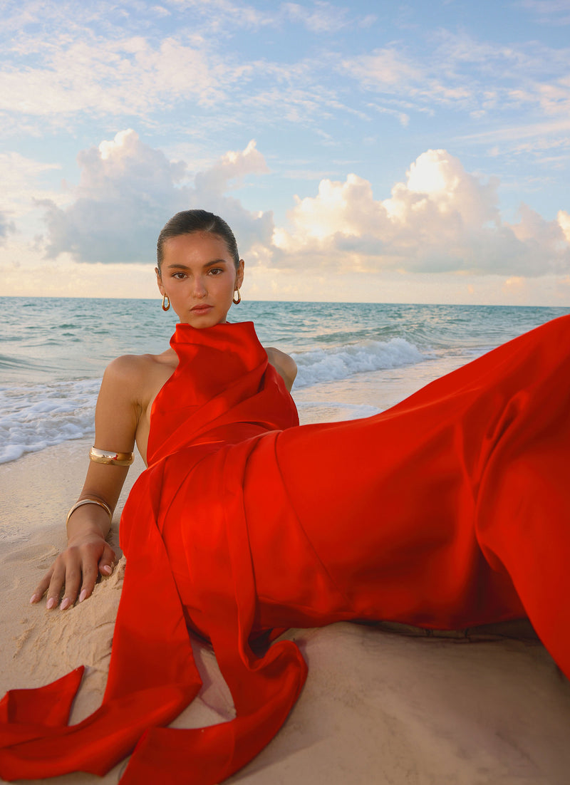 Rumina Sash Maxi Dress - Tangerine