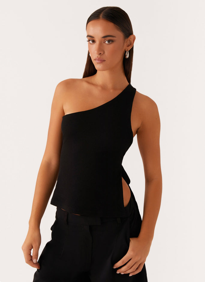 Safiya One Shoulder Top - Black