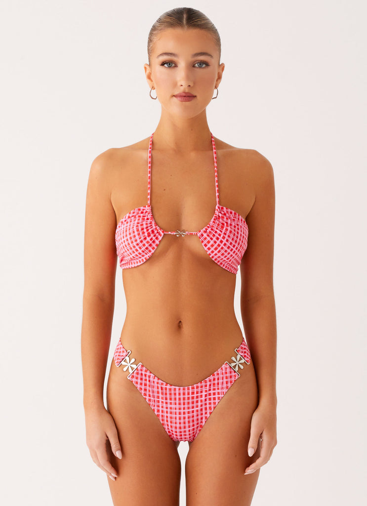 Saint Lucia Bikini Top - Pink Check