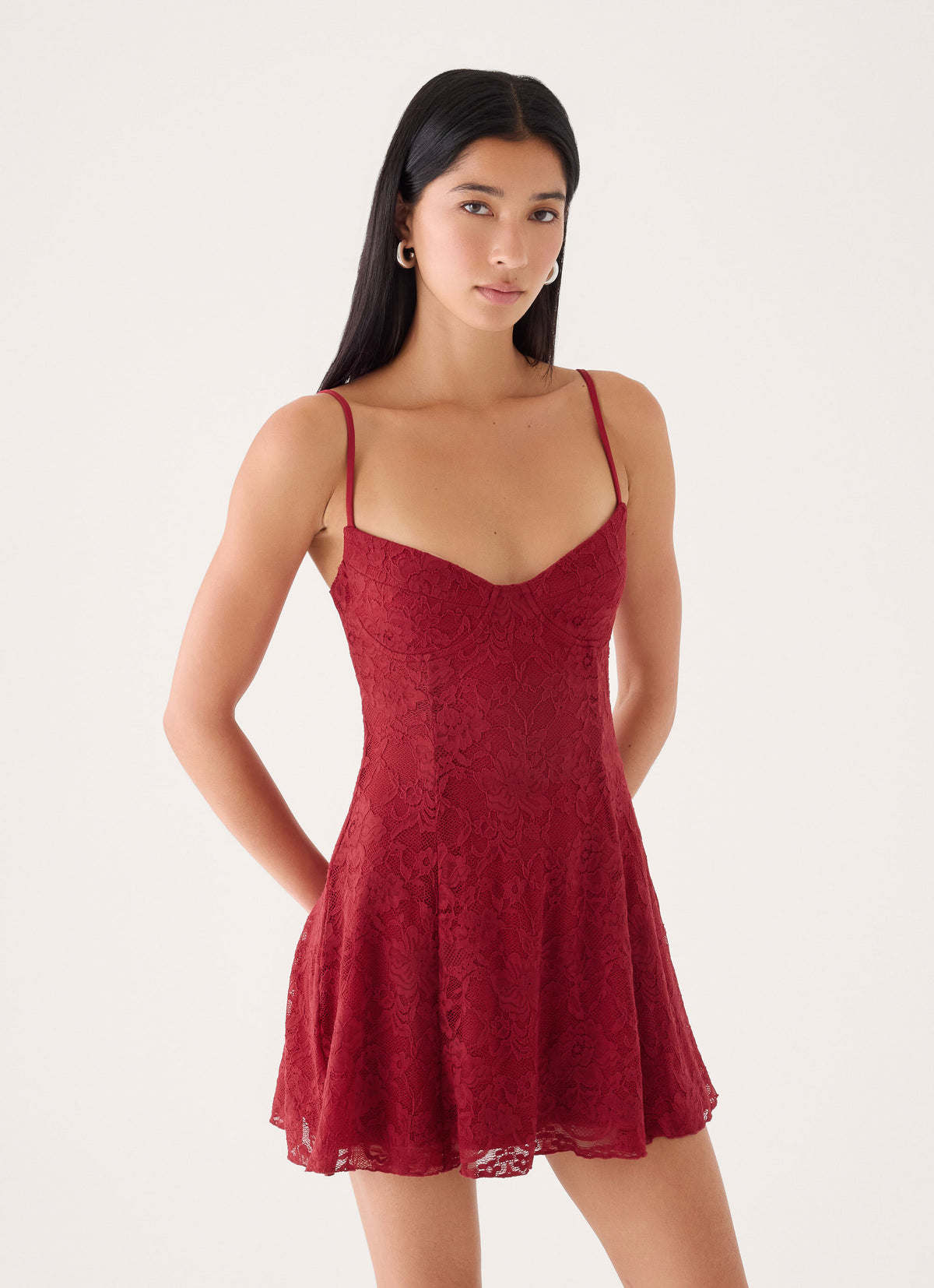 Saint Paloma Lace Mini Dress - Fire Red