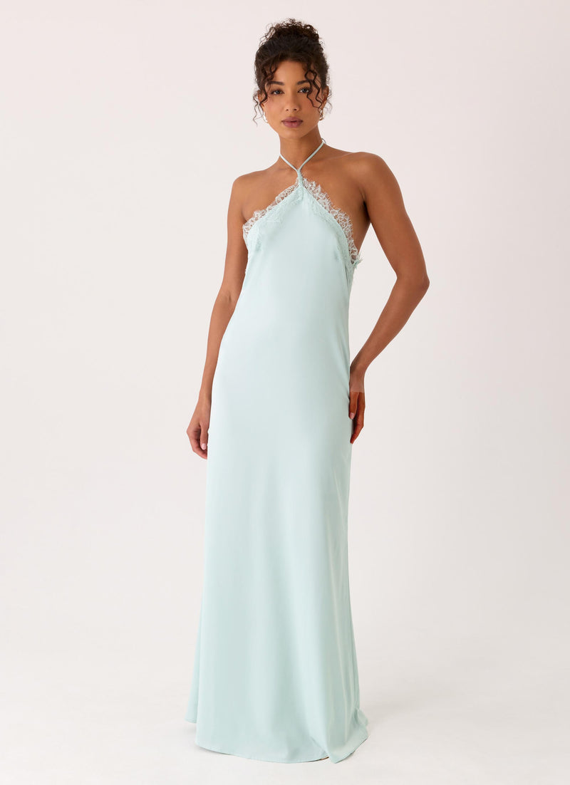 Samaria Halter Maxi Dress - Aqua
