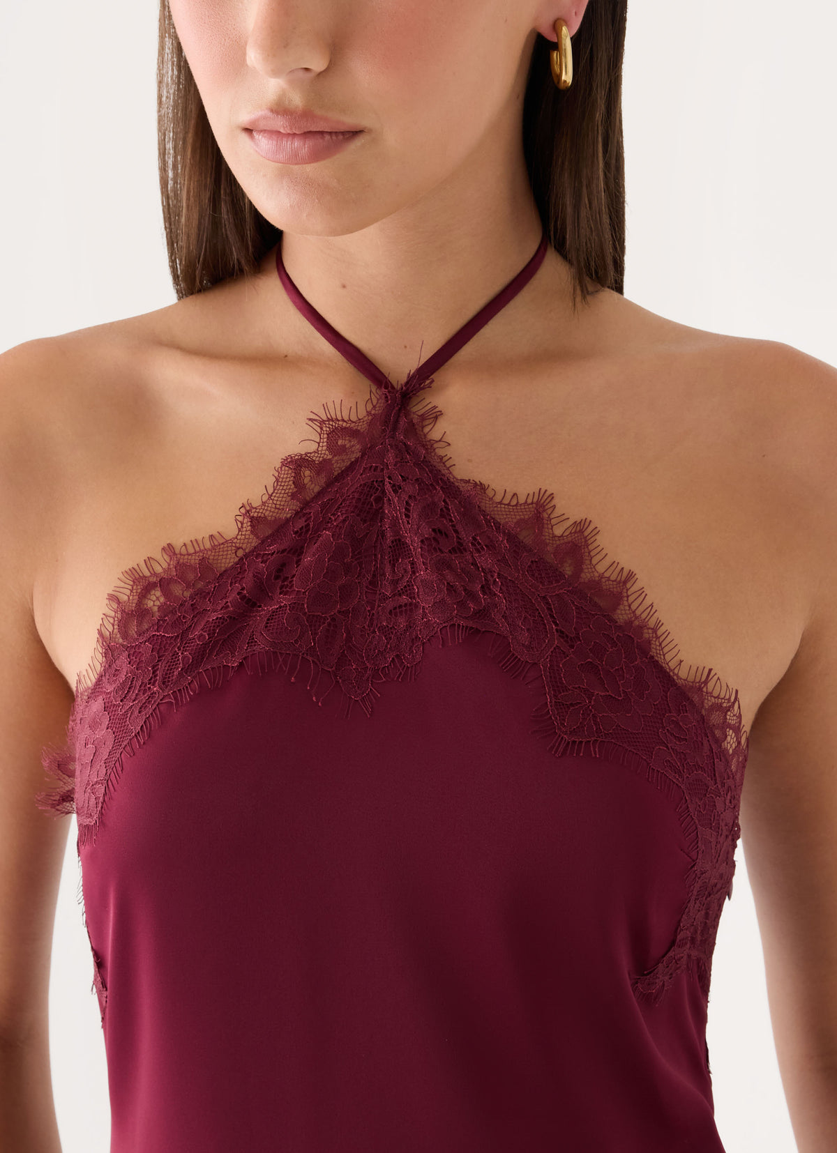 Samaria Halter Mini Dress - Burgundy