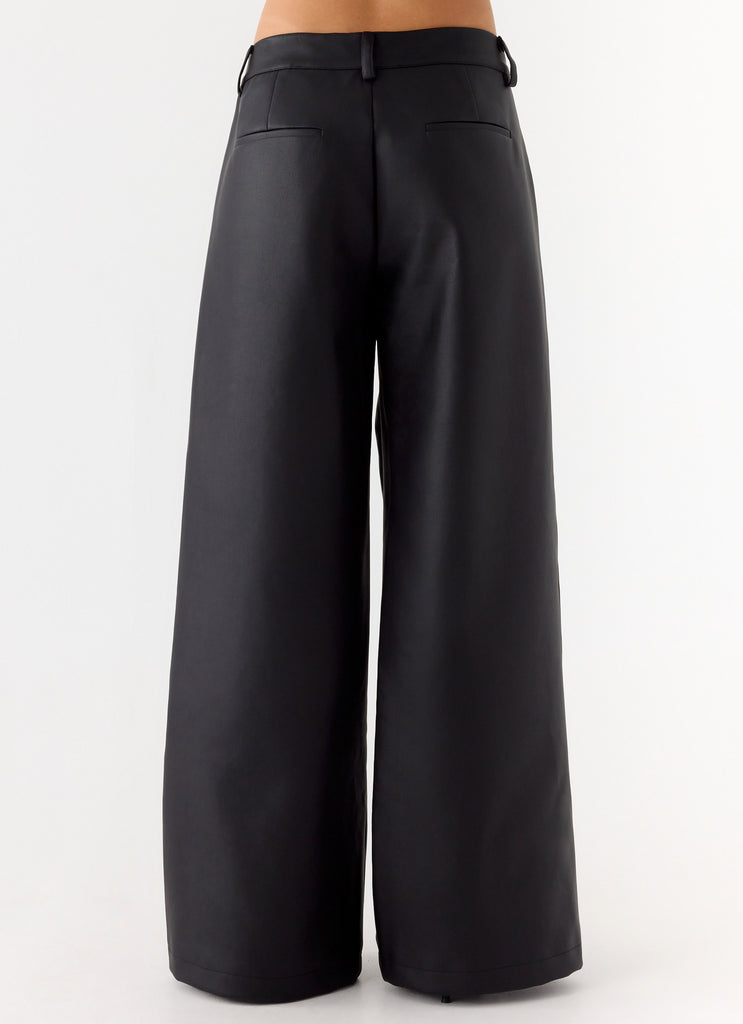 Samuel Low Rise Faux Leather Pants - Black