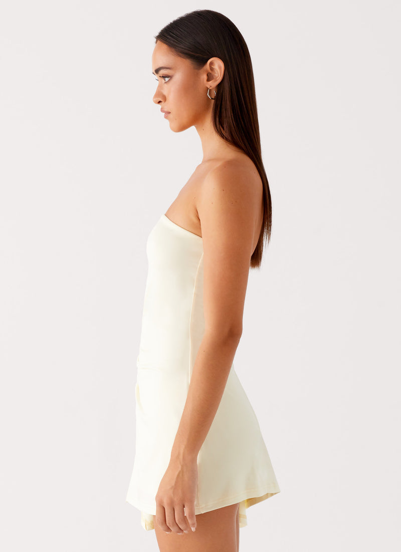 Sana Strapless Mini Dress Yellow 2 Peppermayo