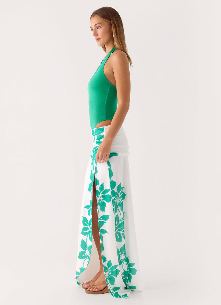 Sarinda Maxi Dress - Green White Tropic Floral Print