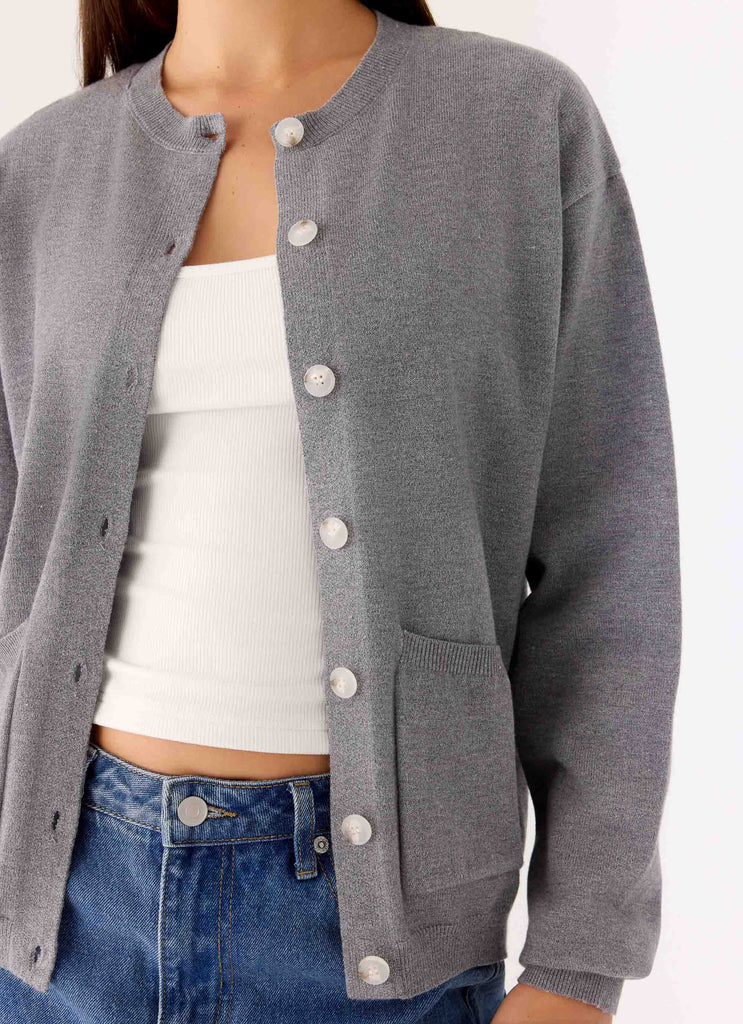Sean Relaxed Knit Cardigan - Grey