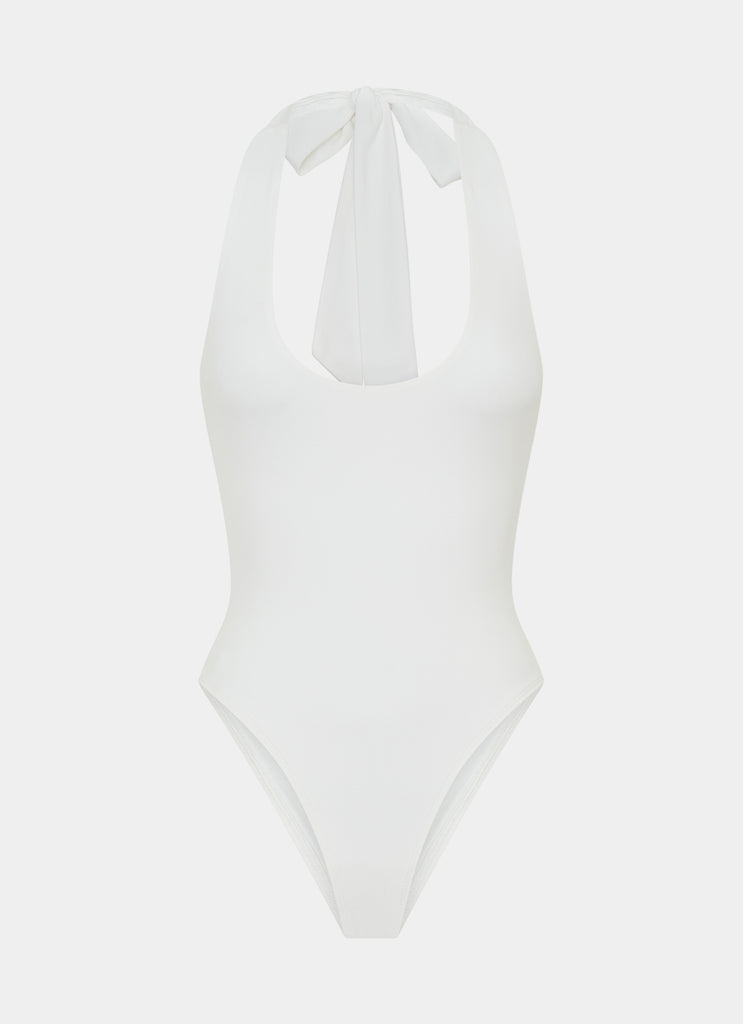 Set The Scene Halter Bodysuit - White