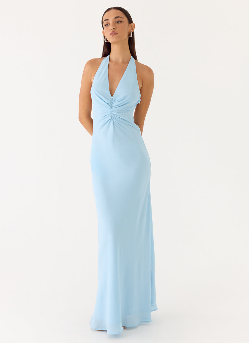 Sharpay Halter Maxi Dress - Pale Blue