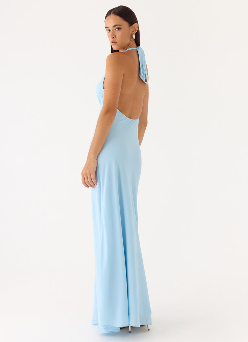 Sharpay Halter Maxi Dress - Pale Blue