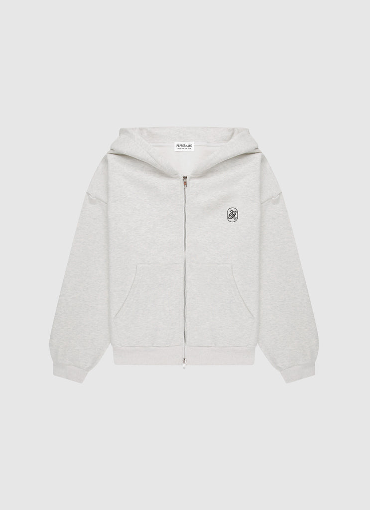 Signature Double Zip Up Hoodie - Grey