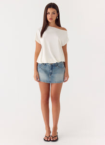 Silas Low Rise Denim Mini Skirt - Vintage Wash Blue