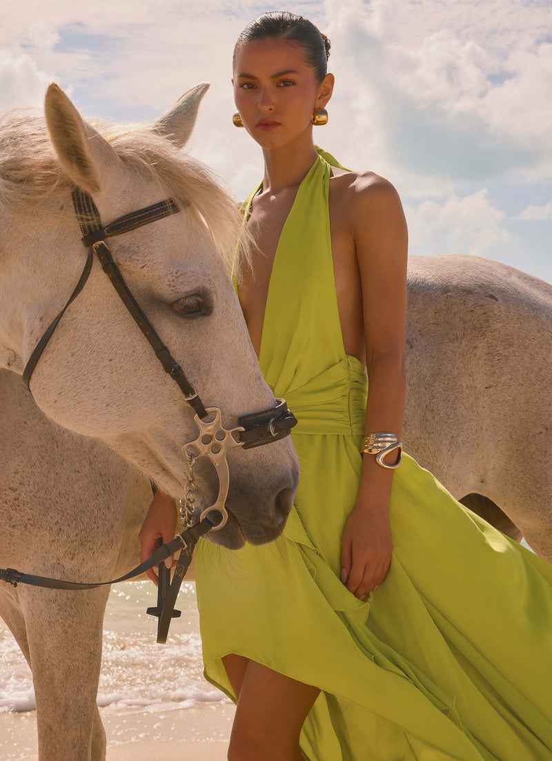 Sinead Halter Maxi Dress - Lime